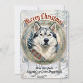 Husky Dog Pine Forest stijl kerst Kaart (Voorkant)