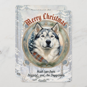 Husky Dog Pine Forest stijl kerst Kaart