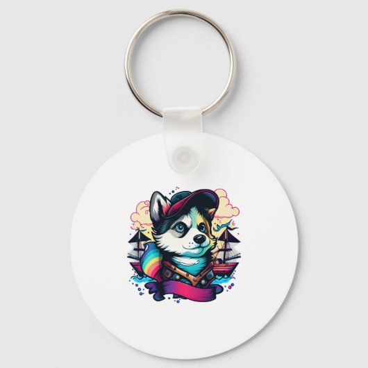 Husky Dog Pirate Sleutelhanger (Voorkant)