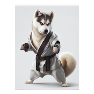 Husky Dog Play Karate, Karate Champion Husky Dog Foto Afdruk