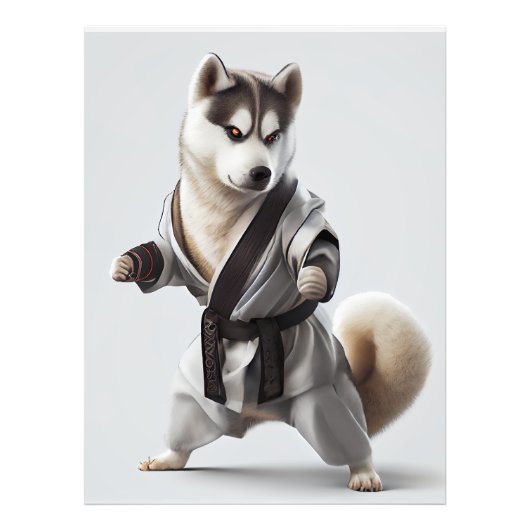 Husky Dog Play Karate, Karate Champion Husky Dog Foto Afdruk (Voorkant)