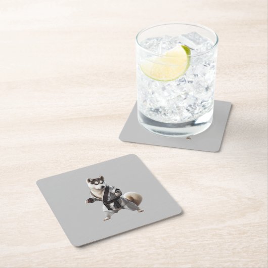 Husky Dog Play Karate, Karate Champion Husky Dog Kartonnen Onderzetters (Insitu)