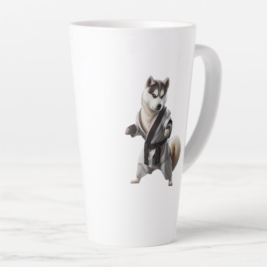 Husky Dog Play Karate, Karate Champion Husky Dog Latte Mok (Rechterhoek)