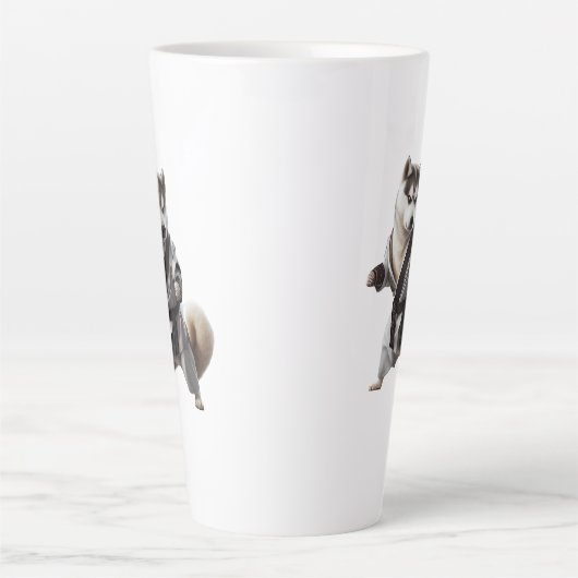 Husky Dog Play Karate, Karate Champion Husky Dog Latte Mok (Voorkant)