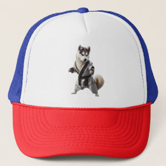 Husky Dog Play Karate, Karate Champion Husky Dog Trucker Pet