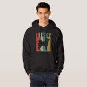 Husky Dog  Retro Stijl Hoodie (Voorkant volledig)