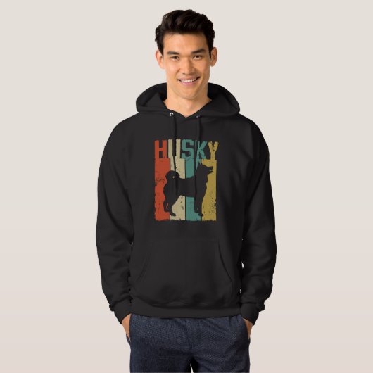 Husky Dog  Retro Stijl Hoodie (Voorkant volledig)