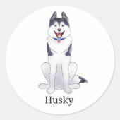 Husky Dog | Ronde Sticker (Voorkant)