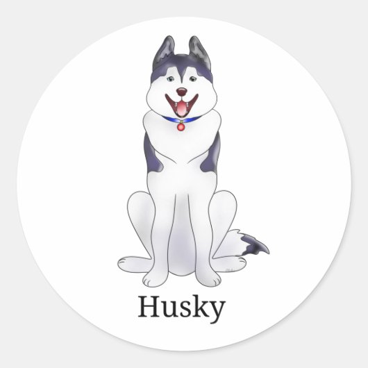 Husky Dog | Ronde Sticker (Voorkant)