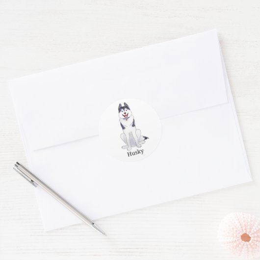 Husky Dog | Ronde Sticker (Envelop)