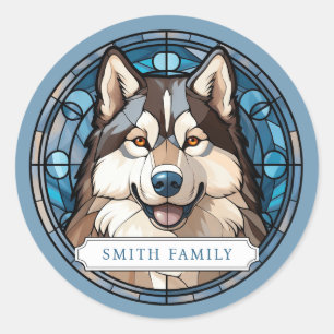 Husky Dog Ronde Stickers