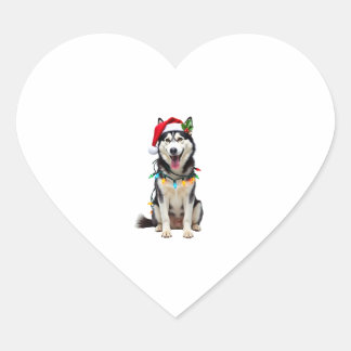 Husky Dog Santa Hat Christmas Tree Xmas Gifts For  Hart Sticker