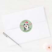 Husky Dog Santa Hat Prettige feestdagen Ronde Sticker (Envelop)