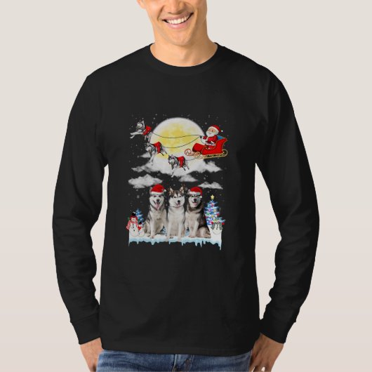 Husky Dog Santa Sleigh Christmas Lover  T-shirt