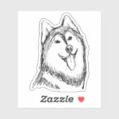 Husky Dog Schets Sticker (Vel)