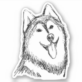 Husky Dog Schets Sticker