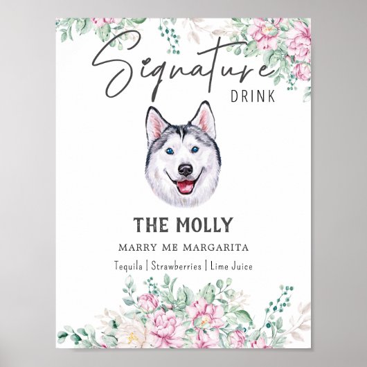 Husky Dog Signature Drink Teken Poster (Voorkant)