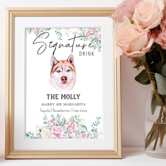 Husky Dog Signature Drink Teken Poster