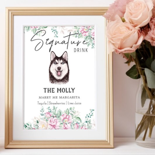 Husky Dog Signature Drink Teken Poster