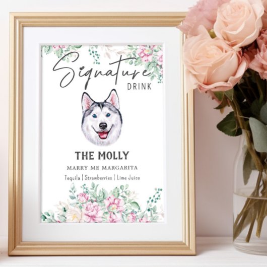 Husky Dog Signature Drink Teken Poster