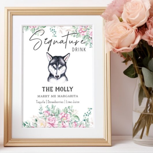 Husky Dog Signature Drink Teken Poster