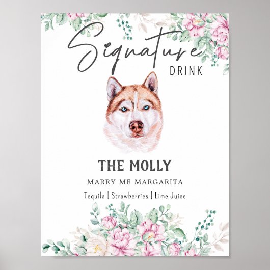 Husky Dog Signature Drink Teken Poster (Voorkant)