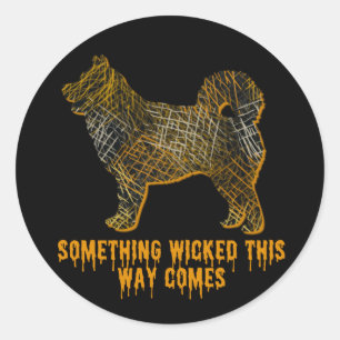 Husky Dog Silhouette Fun Halloween Ronde Sticker