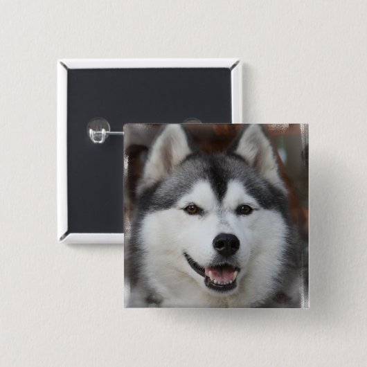 Husky Dog Square Button (Voorkant /achterkant)