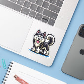 Husky Dog Sticker (Laptop met iPhone)