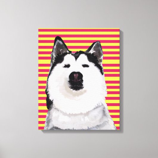 Husky Dog Stripes Single Wall Art Canvas Afdruk (Voorkant)