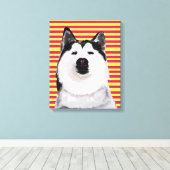 Husky Dog Stripes Single Wall Art Canvas Afdruk (Insitu (Houten vloer))
