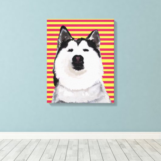 Husky Dog Stripes Single Wall Art Canvas Afdruk (Insitu (Houten vloer))