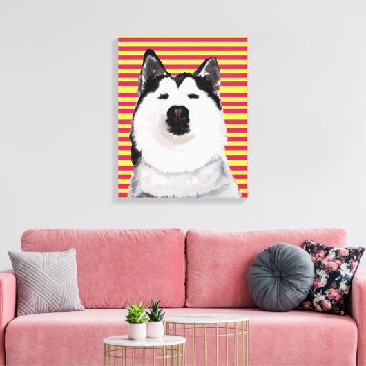 Husky Dog Stripes Single Wall Art Canvas Afdruk (Insitu (Woonkamer))