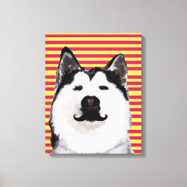 Husky Dog Stripes Single Wall Art Canvas Afdruk