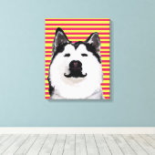 Husky Dog Stripes Single Wall Art Canvas Afdruk (Insitu (Houten vloer))