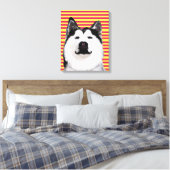 Husky Dog Stripes Single Wall Art Canvas Afdruk (Insitu (Slaapkamer))