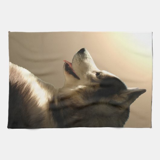 Husky Dog Towel Husky Malamute Pup Tea Towel Theedoek (Horizontaal)