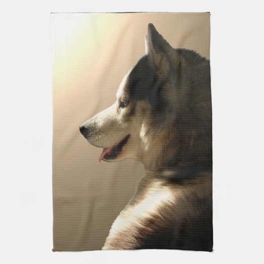 Husky Dog Towel Husky Malamute Pup Tea Towel Theedoek (Verticaal)