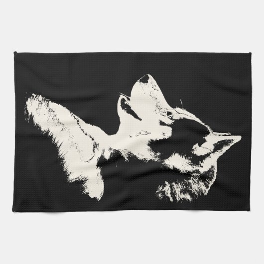 Husky Dog Towel Husky Malamute Pup Tea Towel Theedoek (Horizontaal)