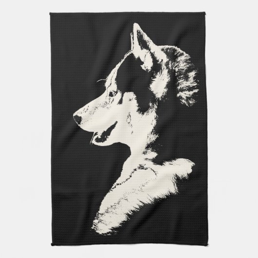 Husky Dog Towel Husky Malamute Pup Tea Towel Theedoek (Verticaal)