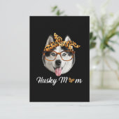 Husky Dog Wearing Headband | Dog Day Gift RSVP Kaartje (Staand voorkant)