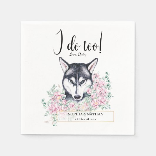 Husky Dog Wedding Cocktail Napkins Servet (Voorkant)