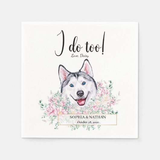 Husky Dog Wedding Cocktail Napkins Servet (Voorkant)