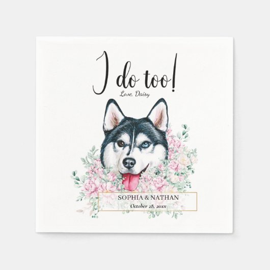 Husky Dog Wedding Cocktail Napkins Servet (Voorkant)