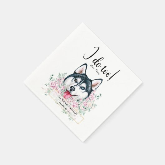 Husky Dog Wedding Cocktail Napkins Servet (Hoek)