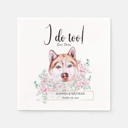 Husky Dog Wedding Cocktail Napkins Servet (Voorkant)