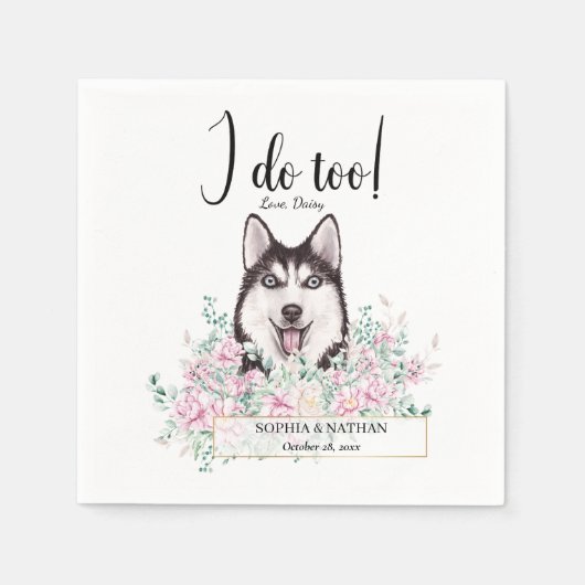 Husky Dog Wedding Cocktail Napkins Servet (Voorkant)