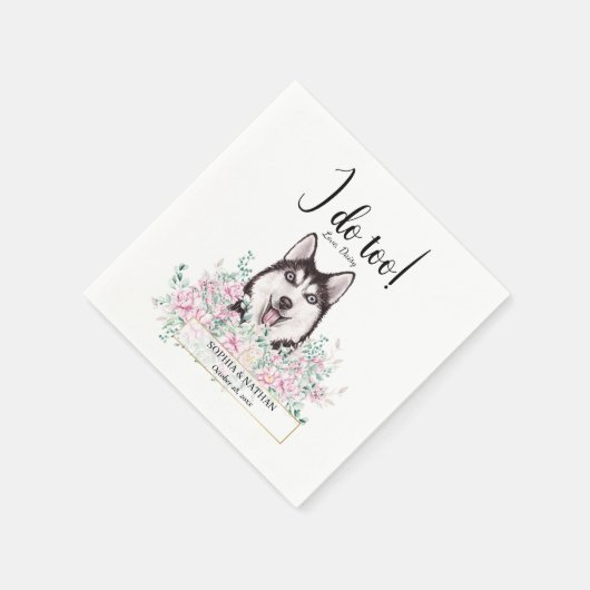 Husky Dog Wedding Cocktail Napkins Servet (Hoek)
