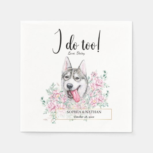 Husky Dog Wedding Cocktail Napkins Servet (Voorkant)
