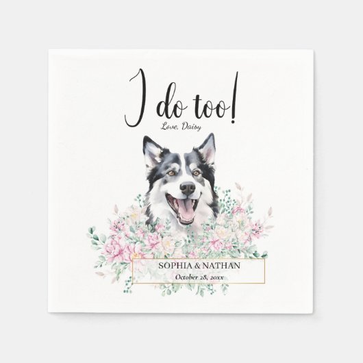 Husky Dog Wedding Cocktail Napkins Servet (Voorkant)